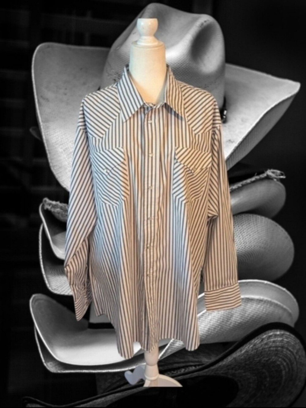 Vtg Ruddock Shirts Striped Cowgirl USA Made Pearl Snap Long Western Shirt Sz 18